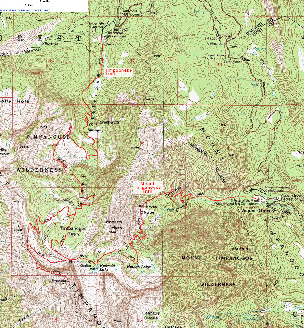 Map of Mount Timpanogos