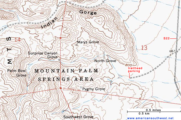 Topographic Map of Mountain Palm Springs