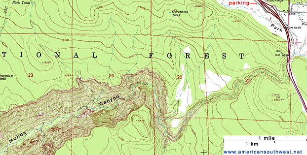 Map of Munds Canyon, Sedona
