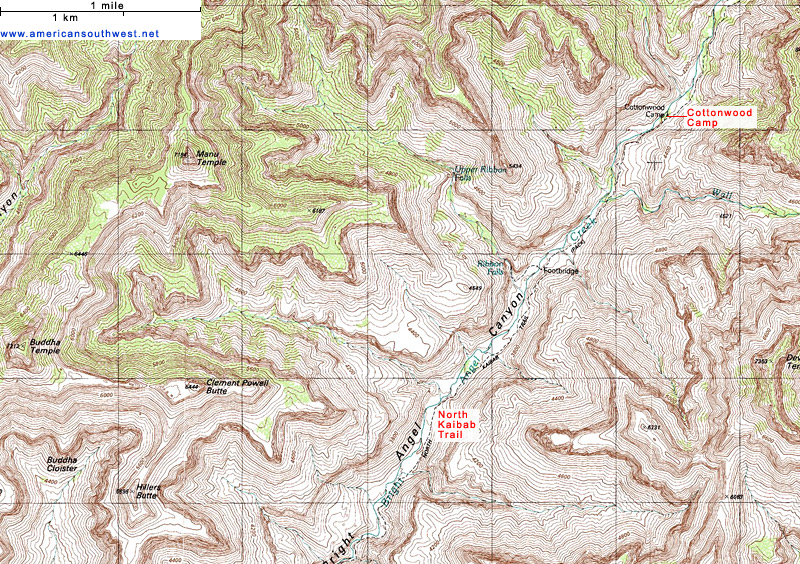 Map of the North Kaibab Trail