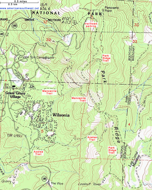 Map of the Park Ridge Trail