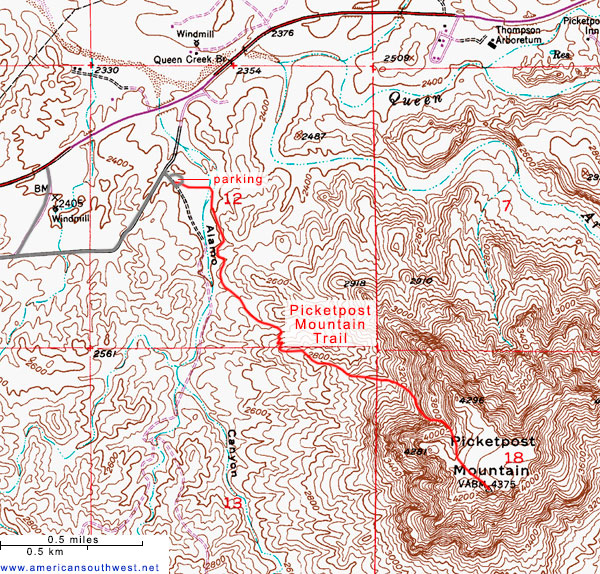 Map of Picketpost Mountain