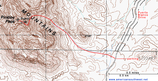 Map of the Pinkley Peak