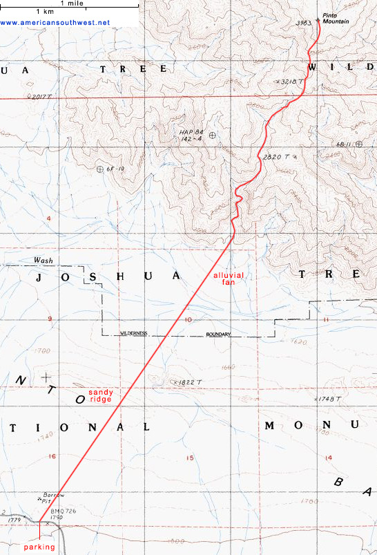 Topo map of Pinto Mountain