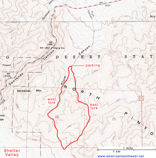 Topographic Map of the Plum Canyon Trail