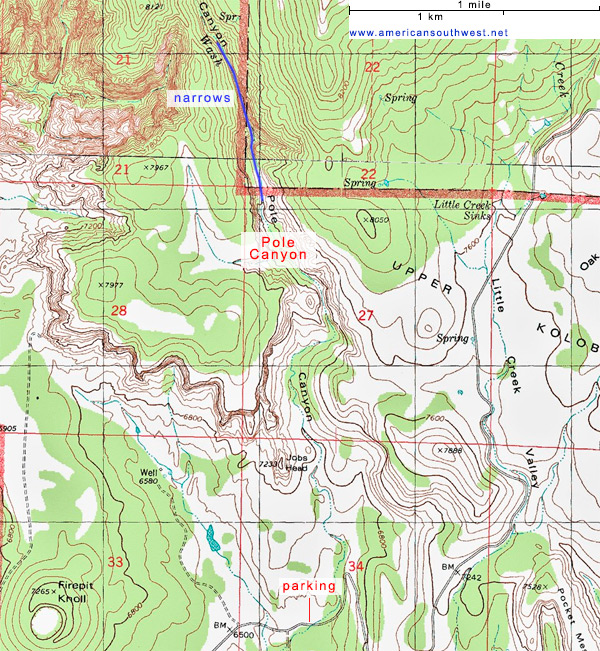 Map of Pole Canyon