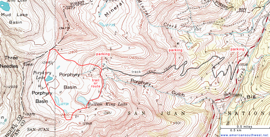 Topo map of Porphyry Basin