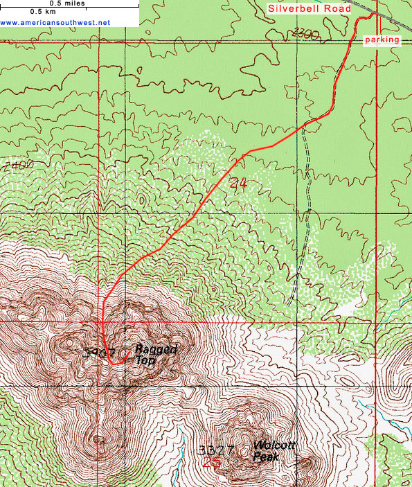 Map of Ragged Top Peak