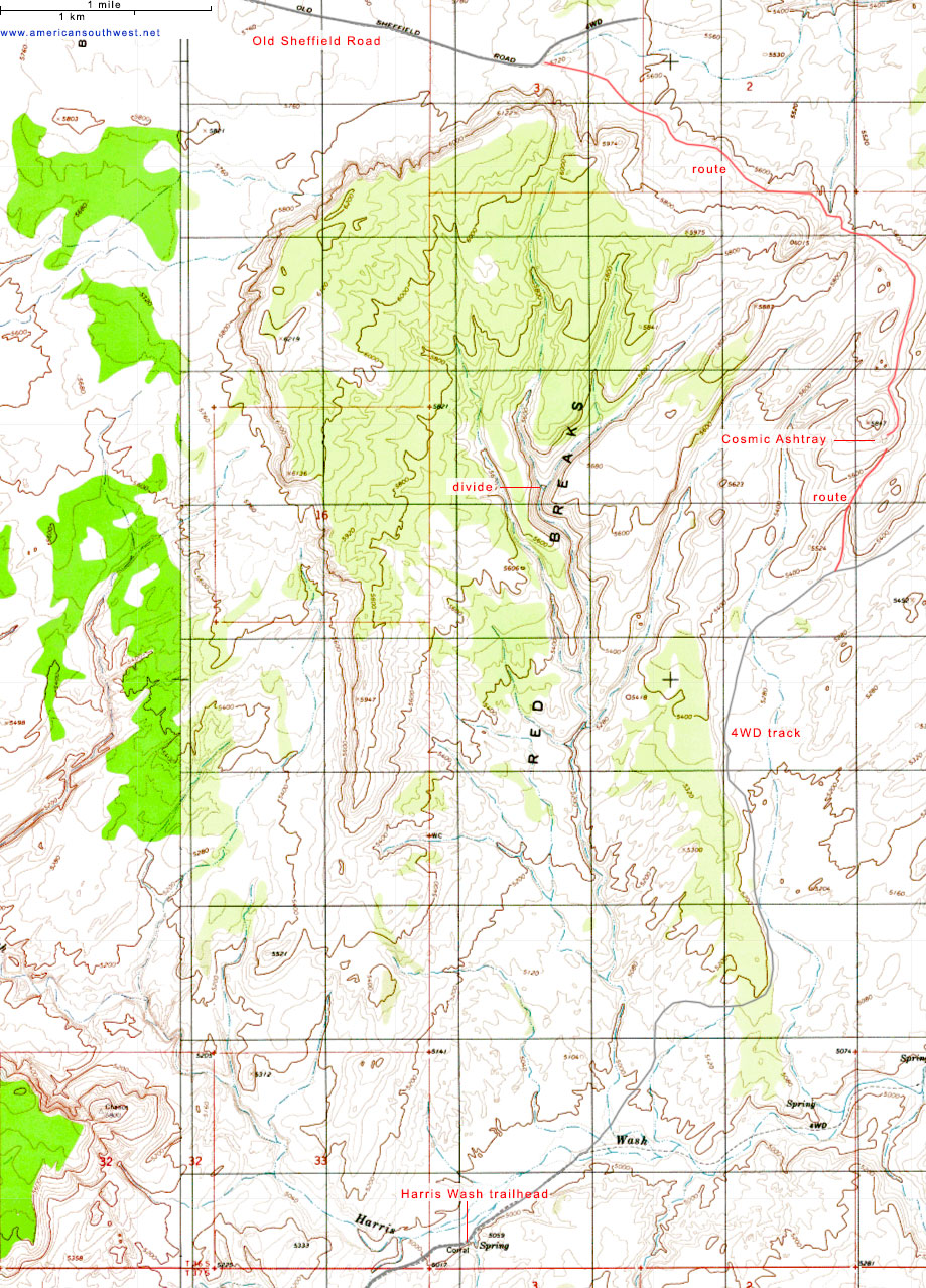 Map of Red Breaks and the Cosmic Ashtray