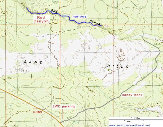 Topo map of Red Canyon