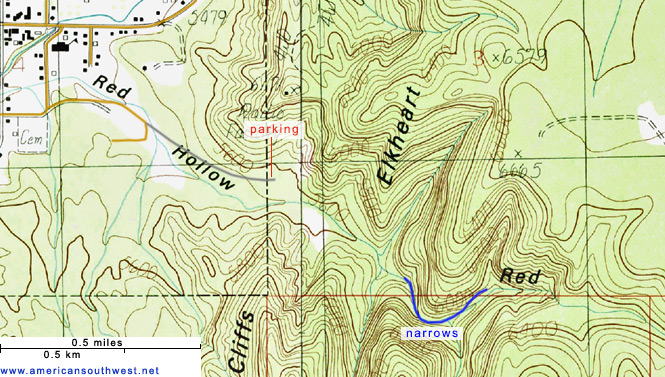 Topo map of Red Hollow