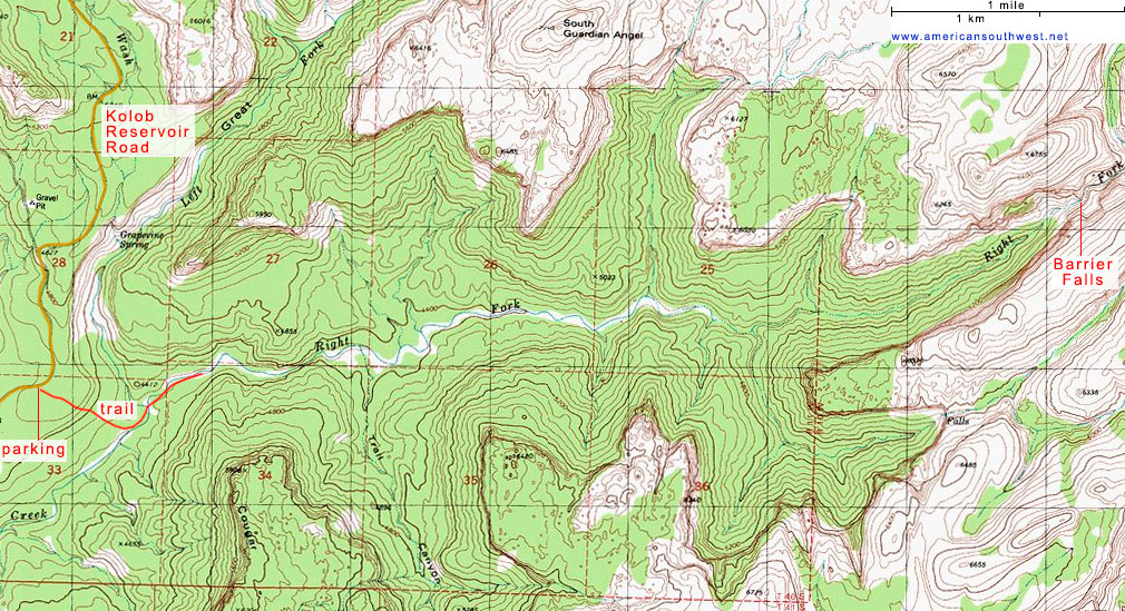 Map of the Right Fork of North Creek