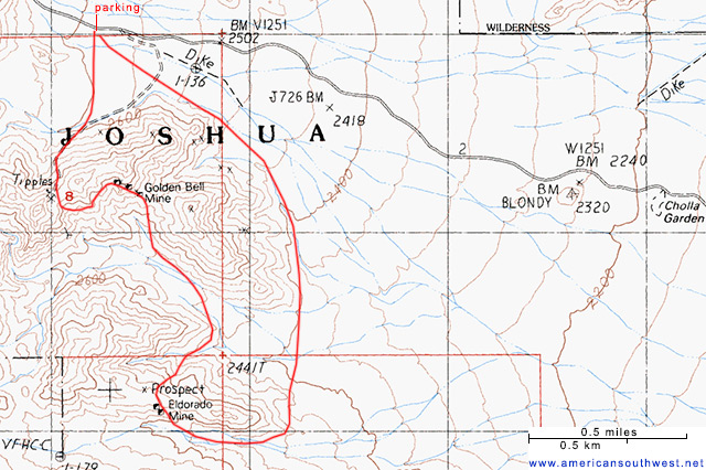 Map of Silver Bell and El Dorado Mines