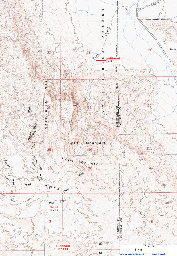 Map of Split Mountain