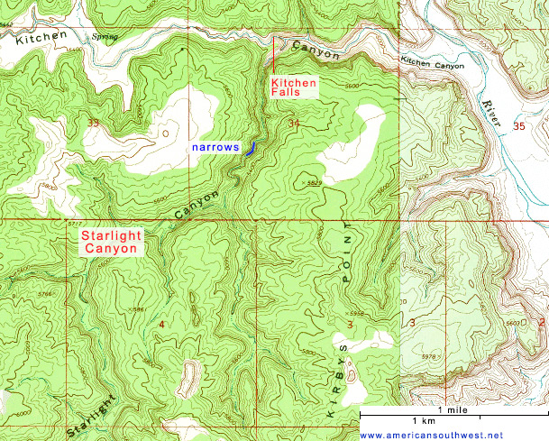 Topo map of Starlight Canyon