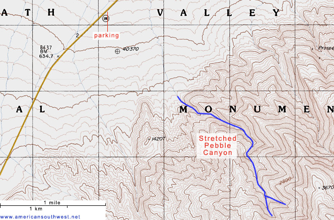 Topo map of Stretched Pebble Canyon
