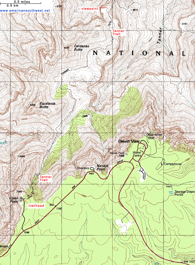 Map of the Tanner Trail