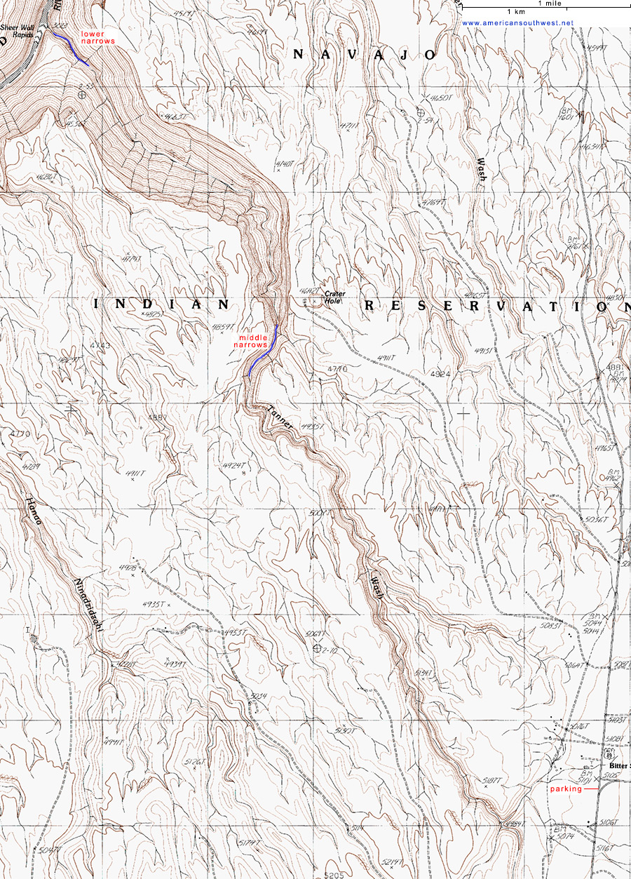 Map of Tanner Wash, Arizona