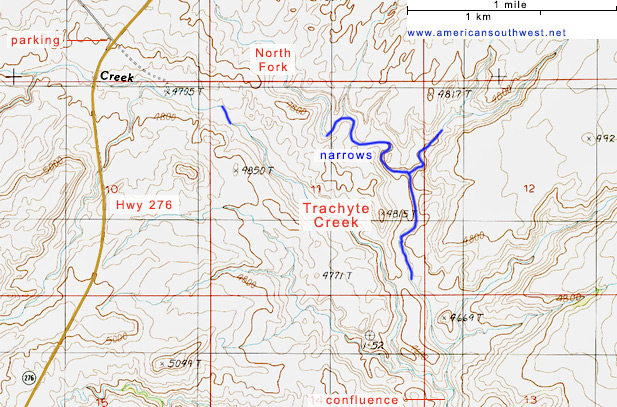 Topo map of Trachyte Creek