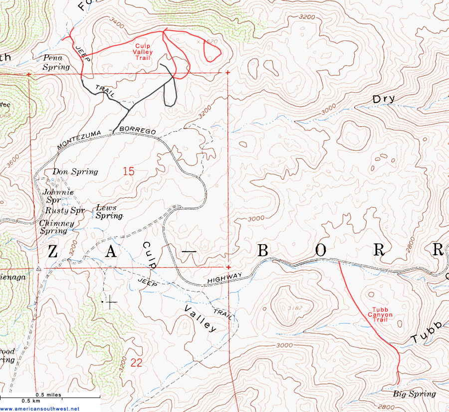 Map of Tubb Canyon and Culp Valley