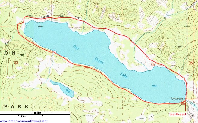 Topo map of Two Ocean Lake