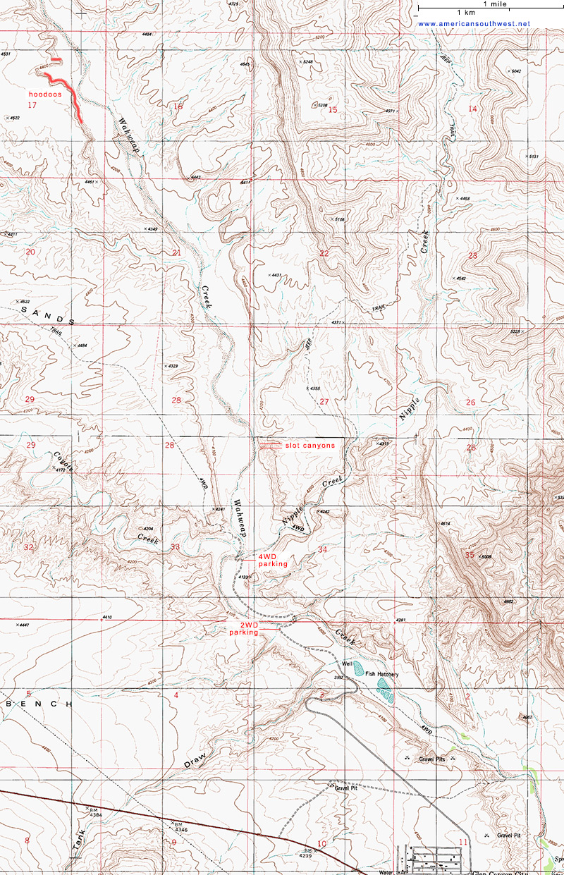 Topo Map of Wahweap Creek