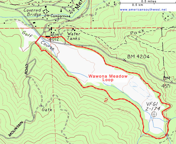 Topographic Map of the Wawona Meadow Loop