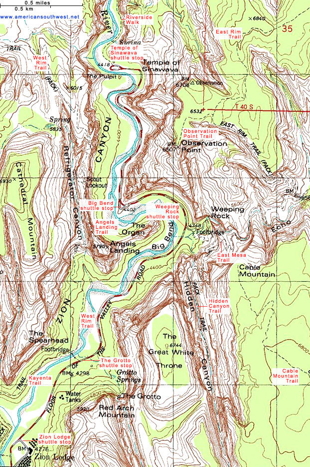 Zion National Park Elevation Map Dallas Map