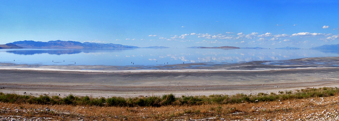 View along the six mile causeway leading to Antelope Island State Park