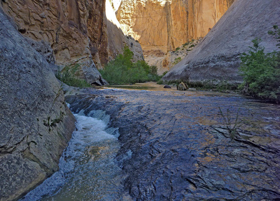 Cascade and deeper channel, in a gloomy section of Death Hollow