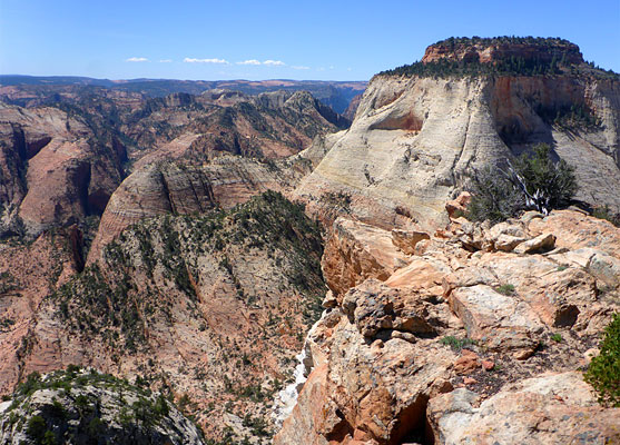 East Temple, and the red domes above Clear Creek