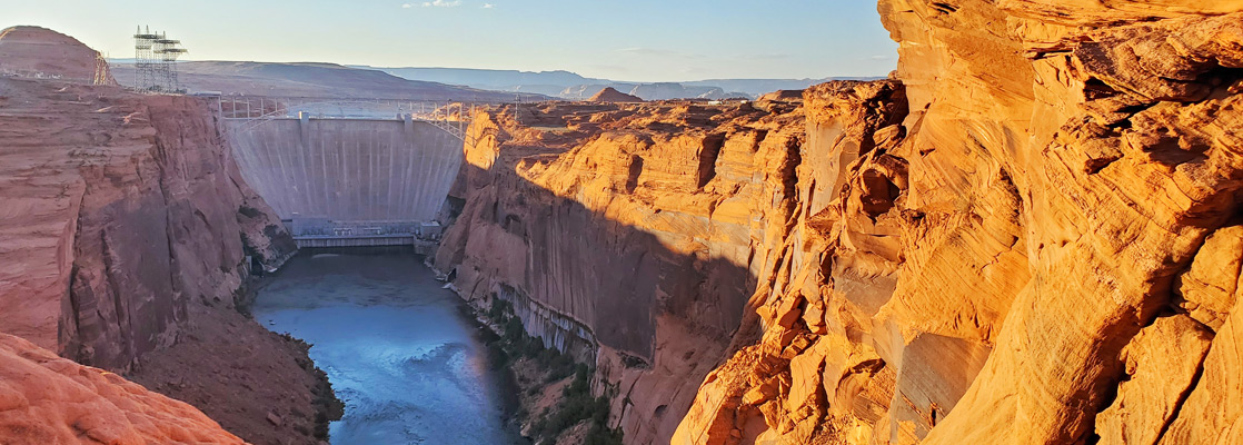 Glen Canyon Dam and the west end of Lake Powell