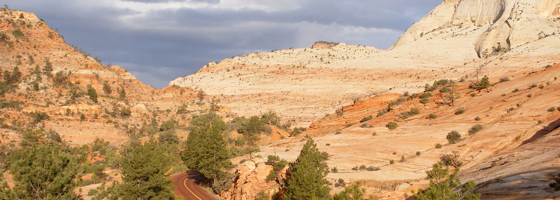 Early morning sunshine along Highway 9