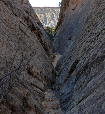 Lower end of the Surprise Canyon narrows, in the middle fork