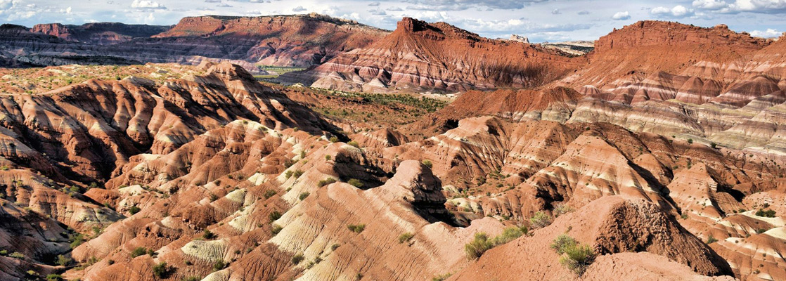 Banded hills of the Chinle Formation, near the Paria movie set