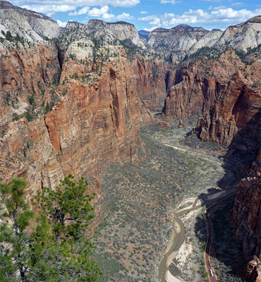 Zion Canyon looking upstream towards the Narrows