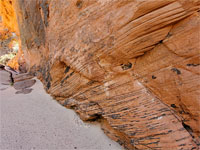 Dark bands in the sandstone
