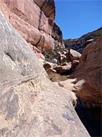 Boulders beyond a pool