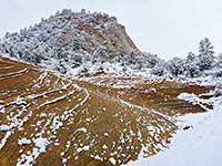 Snow on sandstone