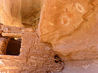 Handprints near a doorway