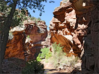 Overhanging canyon walls
