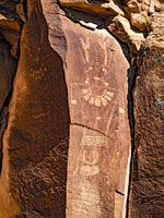 Petroglyphs on an angular rock