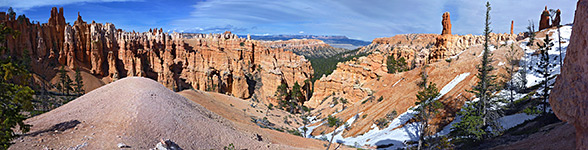 Patches of snow amongst the hoodoos