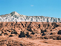 White rocks above red