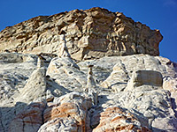 Hoodoos on white slickrock