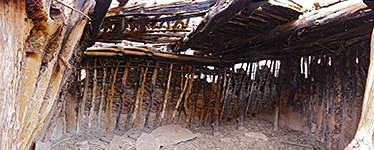 Interior of a long and stone kiva