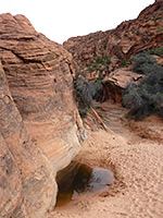 Cliff beside a pool