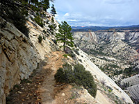 Path across slickrock cliffs