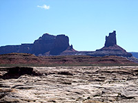 Red and white rocks beneath Candlestick Tower