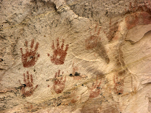 Red handprint pictographs
